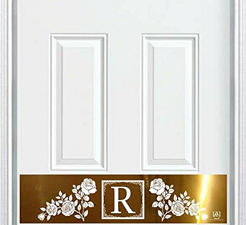 Personalized Brass Door Kick Plate - Roses Monogram for Home Decor