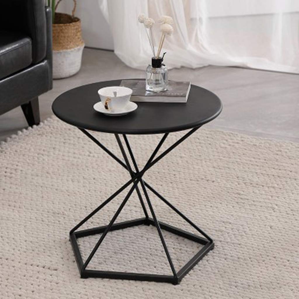 Nordic Round Small Tea Table - Minimalist Iron Art Coffee Table in Black for Living Room, Bedroom & Office - Perfect for Sofa Side, Bedside Decor & Home Decoration