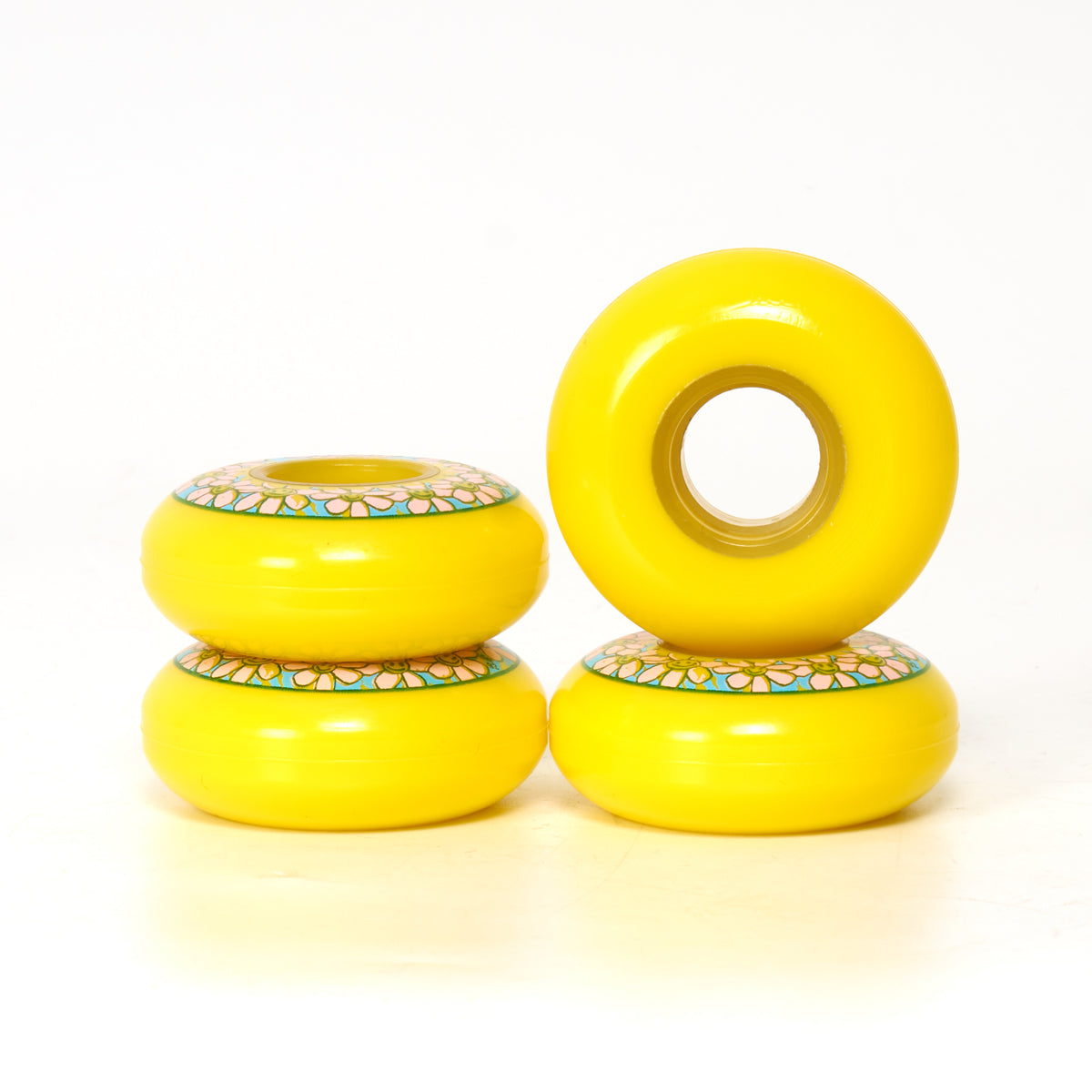 Dream Daisy 58mm Skateboard Wheels - Premium Yellow Urethane Wheels for Smooth Cruising & Street Skating - Perfect for Beginners & Pro Skaters