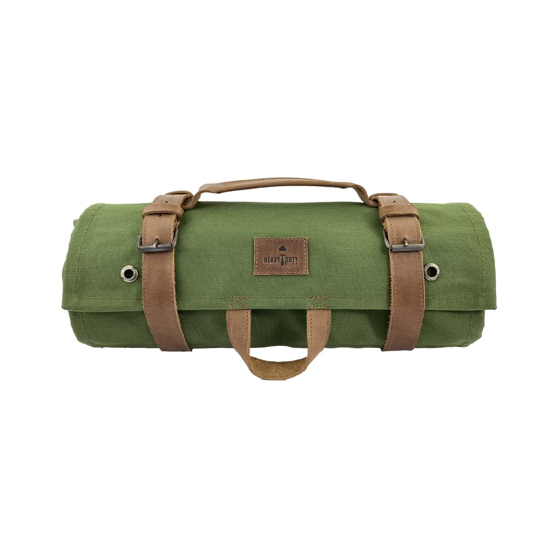 Durable Water-Resistant Canvas & Full Grain Leather Multi-Purpose Tool Roll - Heavy Duty Wrench Pouch & Tool Organizer for Mechanics, Electricians, DIY - Perfect for Workshops, Garage Storage & Outdoor Projects (Olive)