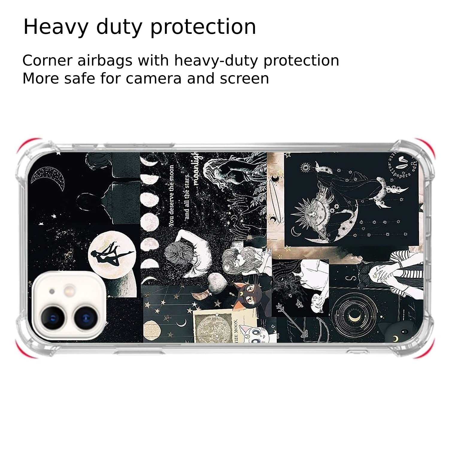 Asreology Space Collage Phone Case for iPhone 11 - Cute Celestial Black TPU Bumper Cover with Unique Trendy Design | Perfect for Stargazers, Astronomy Lovers & Fashion Enthusiasts