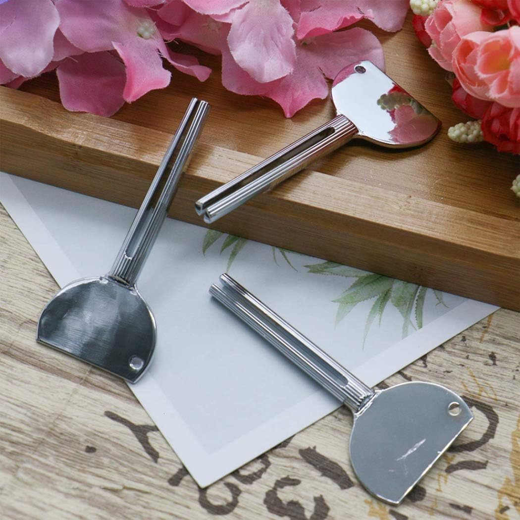 2Pcs Silver Stainless Steel Metal Tube Squeezer Keys - Salon & Bathroom Toothpaste Tube Roller for Easy Squeezing - Durable Bathroom Safety Accessories for Elderly & Handicap (Great for Travel & Home Use)
