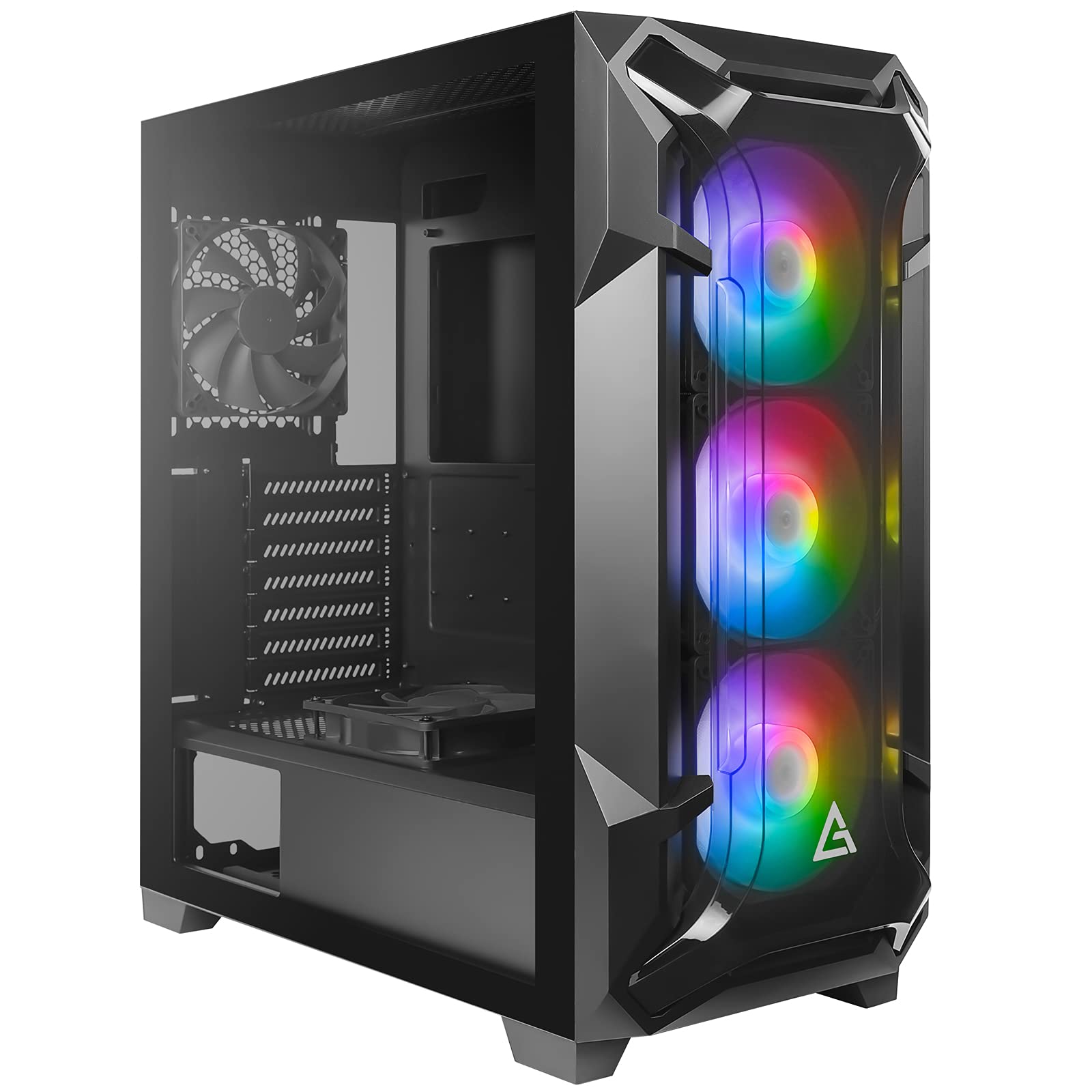 Antec Dark League DF600 Flux Mid-Tower ATX Gaming PC Case - 5 x 120mm ARGB Fans, PWM Controller, Tempered Glass Side Panel, USB 3.0 Ports - High Airflow Design for Gaming Rigs & Workstations - Perfect for Esports, Streaming & Content Creation