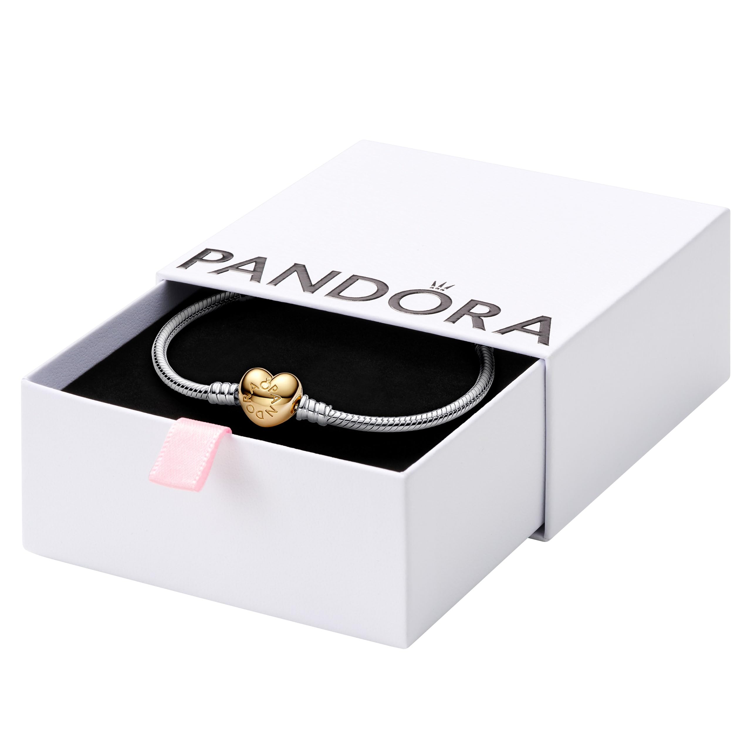 PANDORA Moments Heart Clasp Snake Chain Bracelet - Sterling Silver Charm Bracelet for Women - Gift Box Included - Perfect for Birthdays, Anniversaries & Valentine's Day Gifts