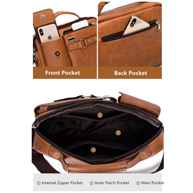 Men's PU Leather Shoulder Bag - Stylish Crossbody Messenger Bag for Work, Travel & Daily Use