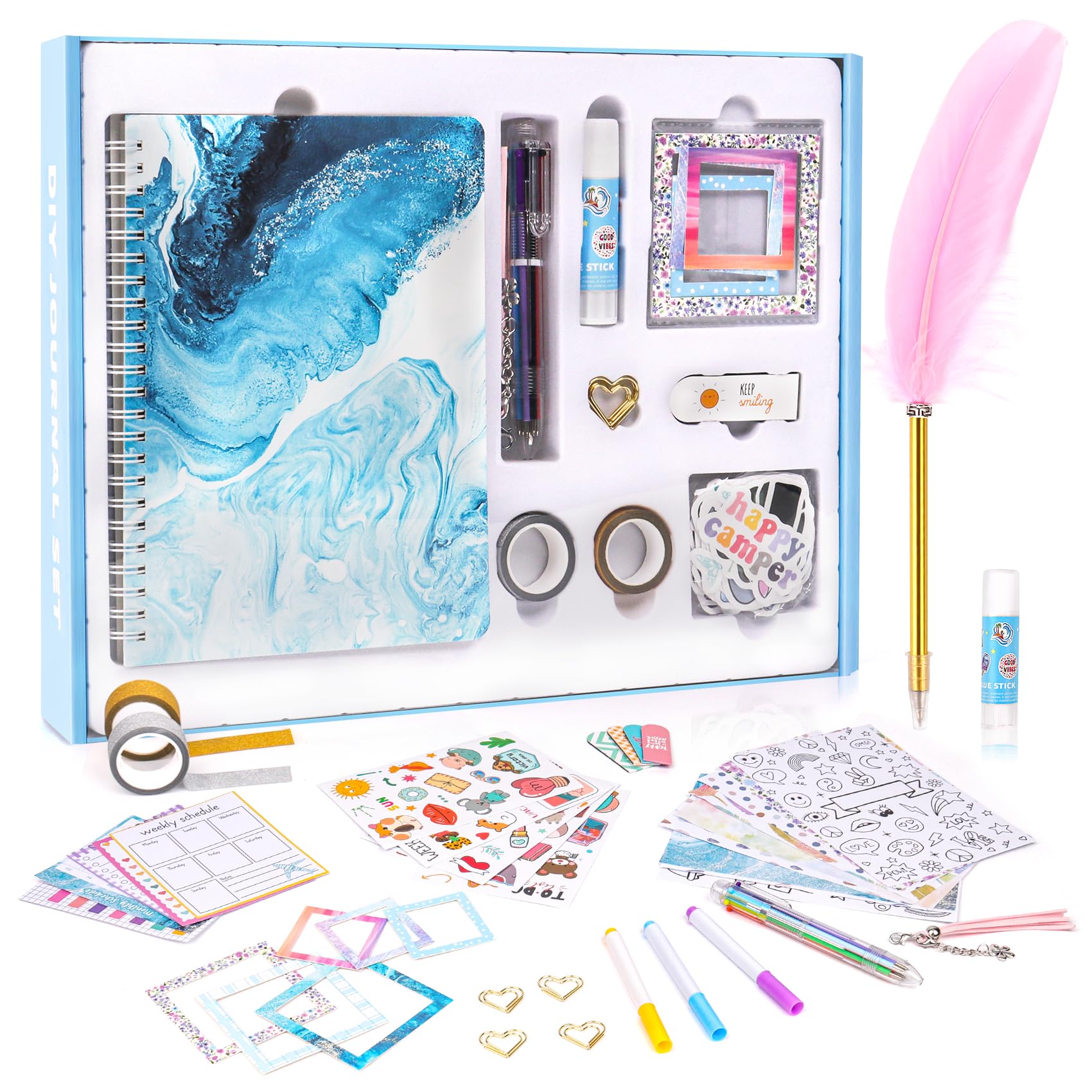 VERTOY DIY Scrapbook Journal Kit for Girls Ages 8-13 - Creative Writing Diary Set with Stickers & Decorations | Perfect Birthday Gift for Teen Girls | Great for School Projects, Memory Keeping & Artistic Expression