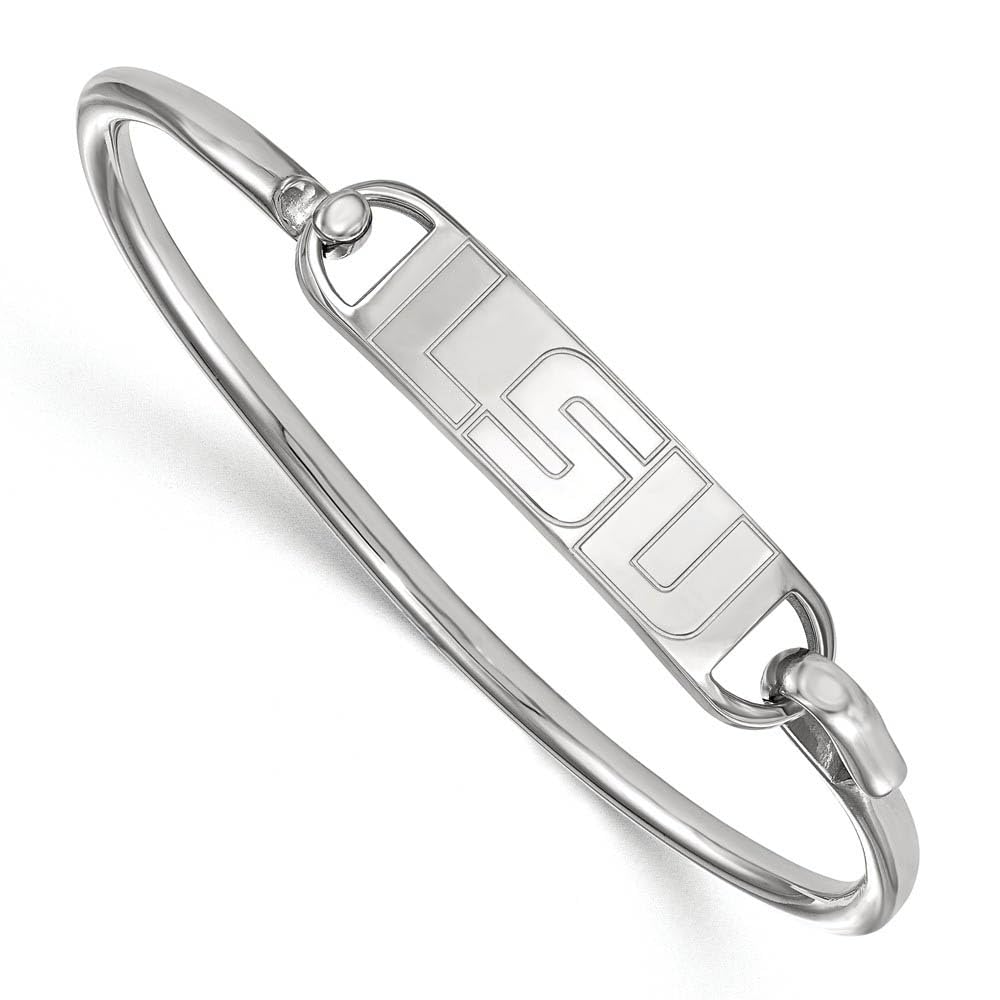 Sterling Silver Louisiana State University LSU Bangle Bracelet - Elegant College Jewelry for Women, Perfect for Graduation, Gifts & Game Day Spirit