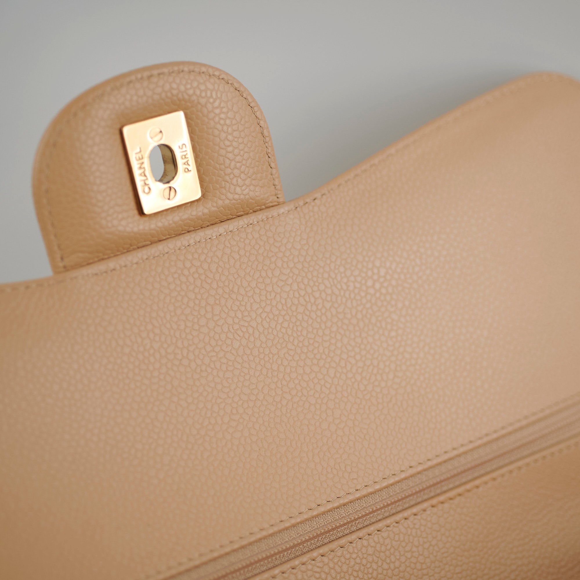 Chanel Classic Flap Jumbo Bag in Caviar Leather Beige - Luxury Designer Handbag for Women, Perfect for Work, Evening Events & Everyday Use