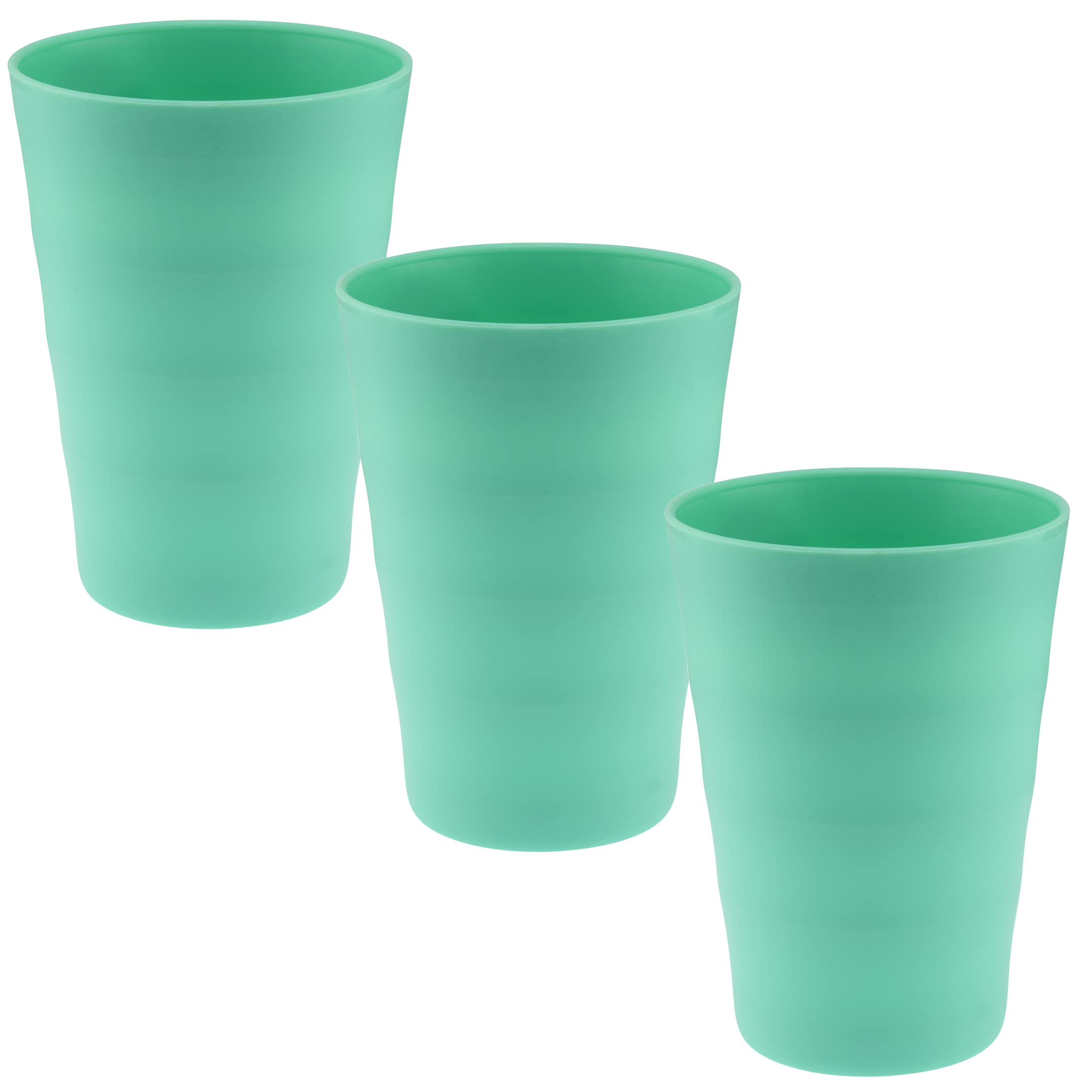 YBM 12oz Unbreakable Plastic Cups - Reusable Drinking Glasses for Kids & Adults, Durable & Eco-Friendly, Set of 3 (Green) - Perfect for Parties, Picnics, and Everyday Use