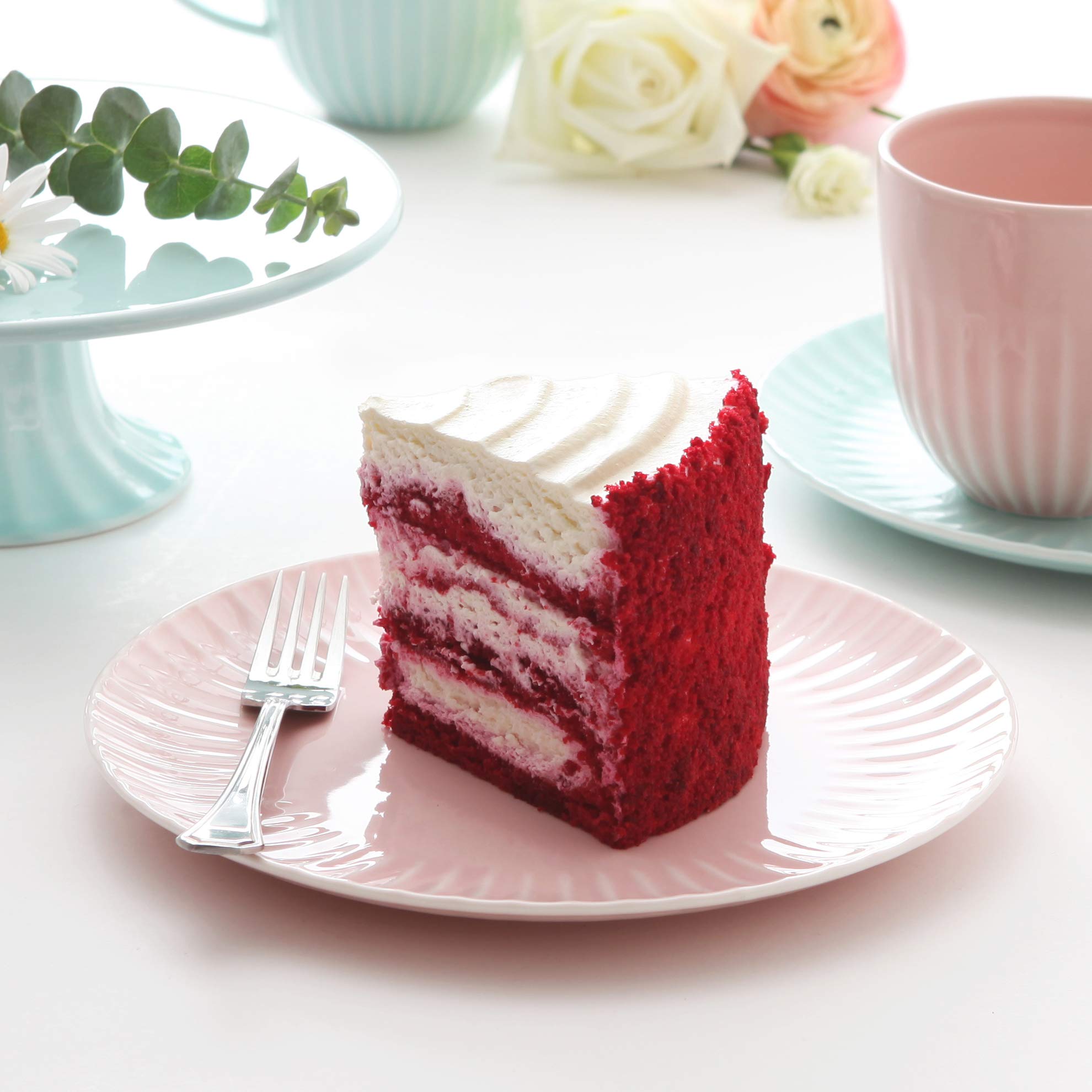 ZEN Pleats Porcelain Dessert Plates 8.3 Inch Set of 6 - Elegant Salad Appetizer Dishes for Dinner Party, Wedding, Holiday Table Setting (Mixed Colors)