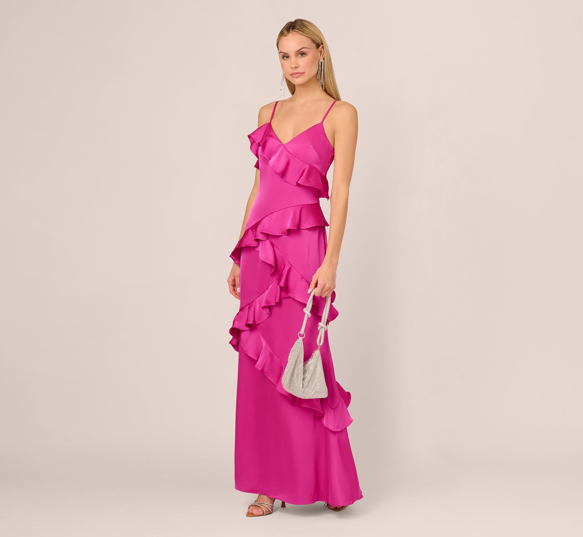 Elegant Satin Ruffle Slip Gown - Sexy Electric Passion Nightgown for Women | Perfect for Valentine's Day, Anniversary, Honeymoon & Romantic Nights