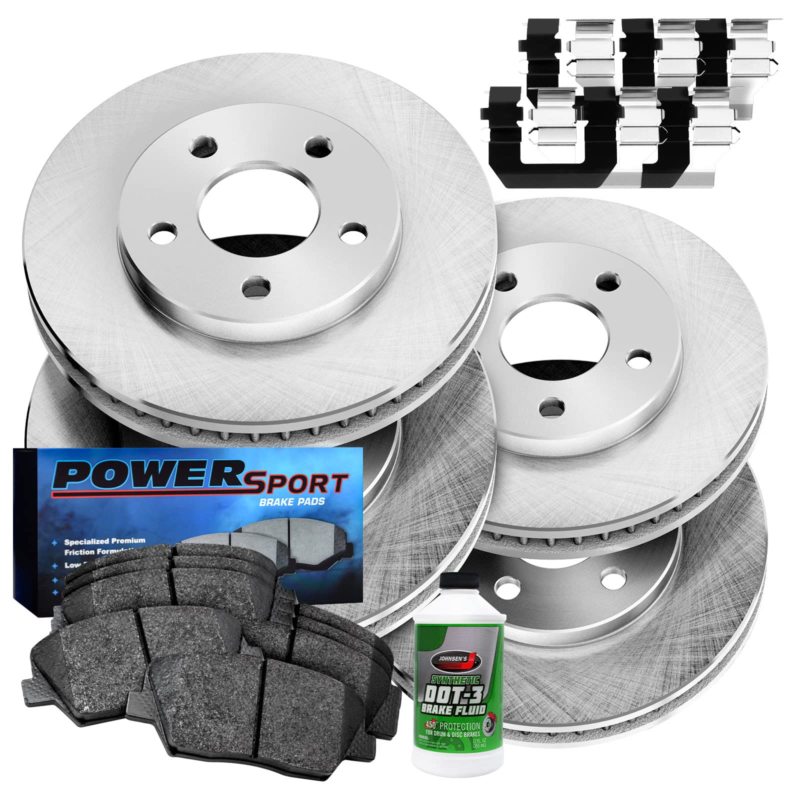 High-Performance Power Sport Front & Rear Brake Pads and Rotors Kit - Ceramic Brake Pads with Hardware Kit BLBC.62096.42 | Perfect for Motorcycles, ATVs, and Off-Road Vehicles