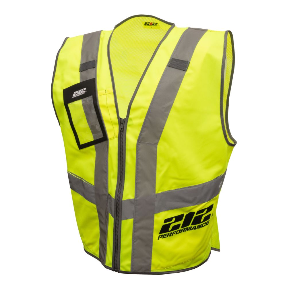 212 Performance VSTPERF 8814 High Visibility Safety Vest - 4XL Yellow with Reflective Gray Strips & Badge Pocket for Construction, Road Work & Emergency Responders | ANSI Compliant Workwear