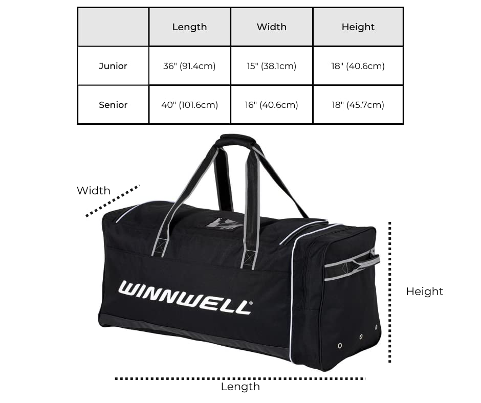 Winnwell Premium Hockey Wheel Bag with Telescopic Handle - Heavy Duty Oversized Roller Gear Bag for Ice Hockey Equipment - Perfect for Travel, Tournaments & Rink Storage