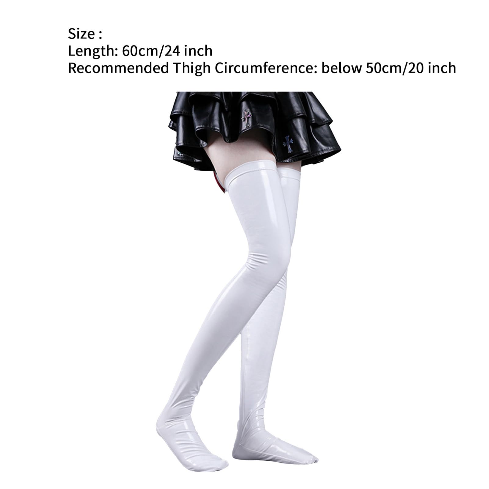 CHICTRY Women's Wetlook Patent Leather Thigh High Stockings - Anti-Slip Stay Up Socks for Party, Cosplay & Night Out