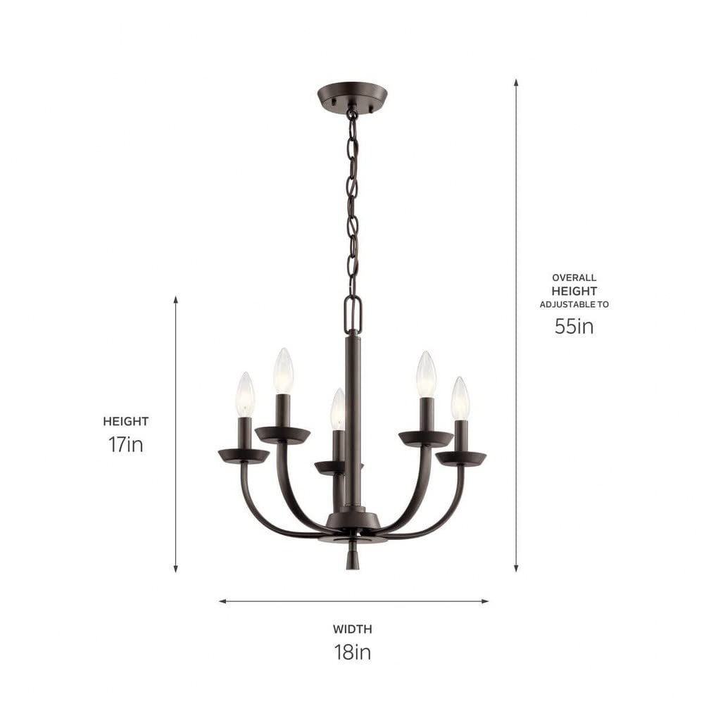 5-Light Traditional Simple Chandelier Light Fixture in Olde Bronze - Elegant Dining Room & Bedroom Ceiling Lighting for Home Decor