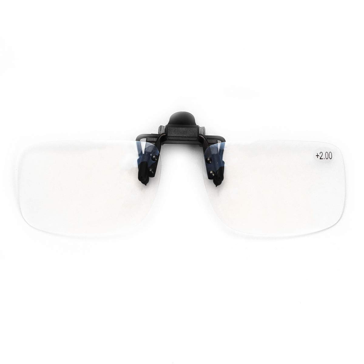 Clip-On Flip-Up Magnifying Reading Glasses 2.0x - Unisex Lightweight Readers with Magnifier Lenses for Books, Crafts & Hobbies - Perfect for Seniors & Low Vision Tasks