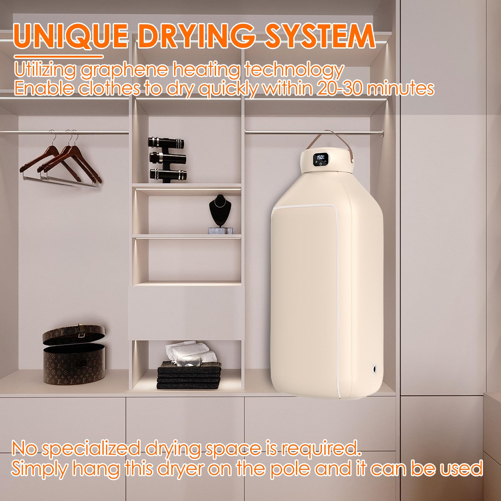 Portable Clothes Dryer - Compact & Foldable Mini Dryer Machine with Timer for Apartments, RVs, Travel | Perfect for Underwear, Baby Clothes, Stockings & Small Laundry Loads | Space-Saving & Energy Efficient
