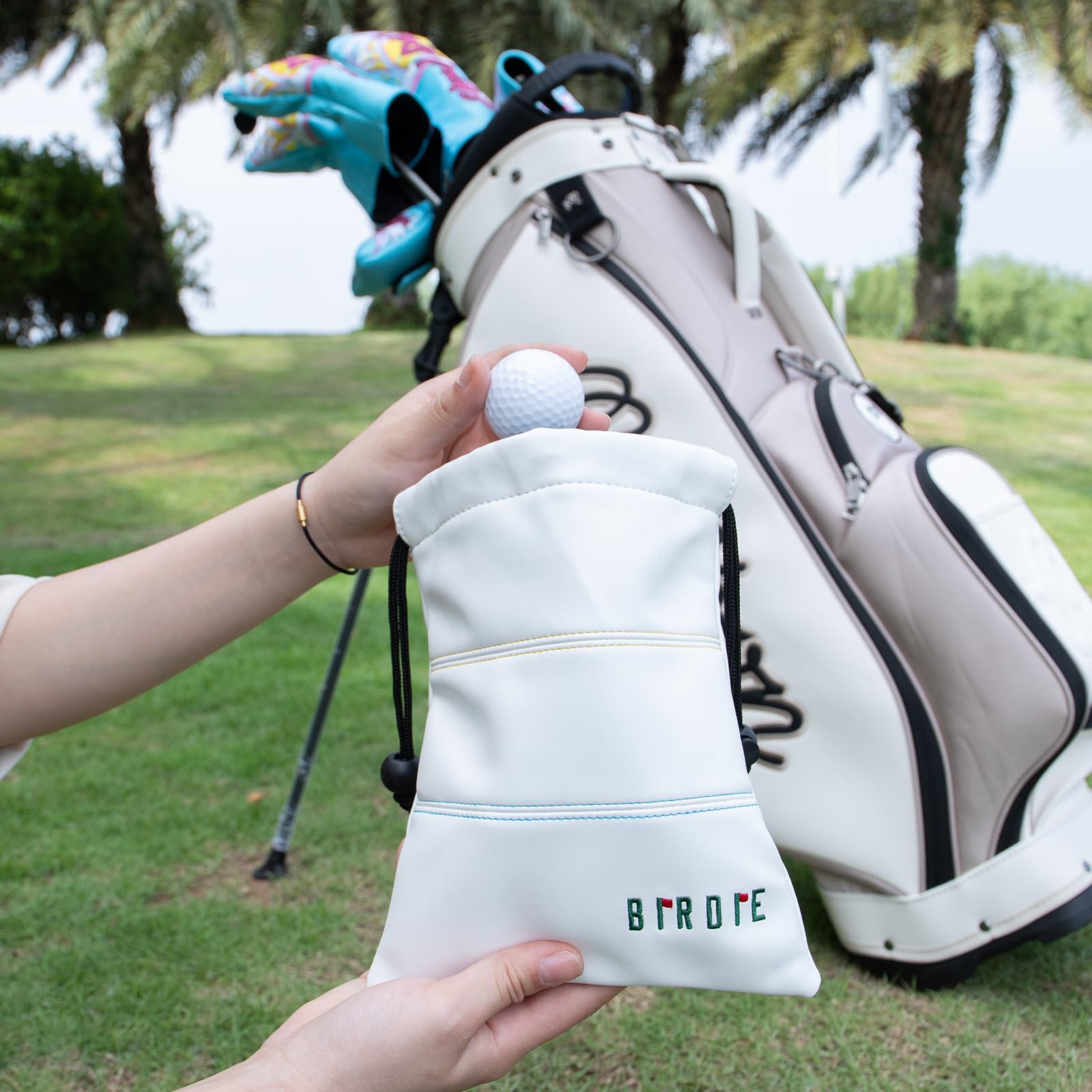 Premium Leather Golf Tee Pouch with Drawstring Closure - Durable Golf Accessories for Valuables & Essentials - Perfect for Golf Bags, Travel & On-Course Storage