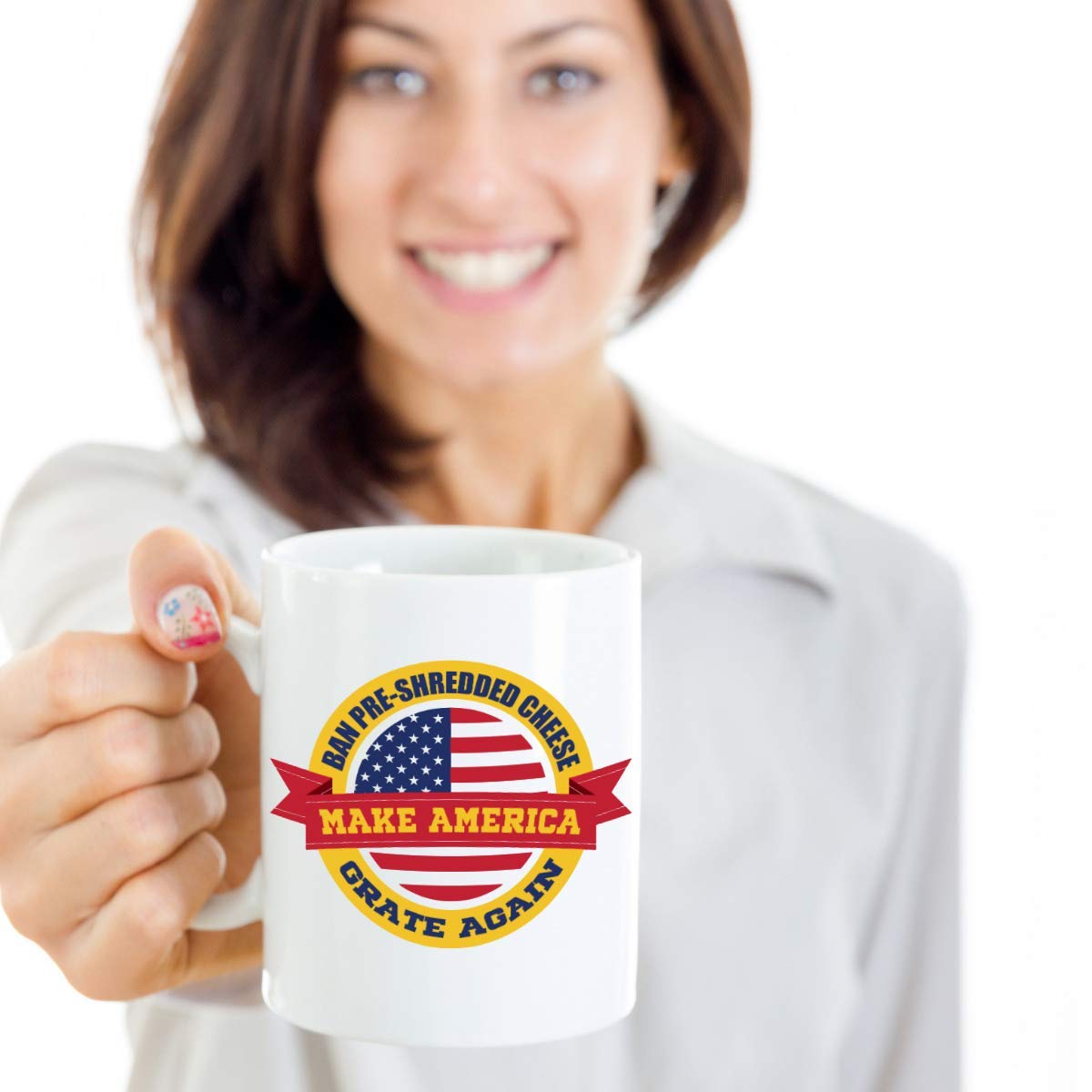 Make America Grate Again! Funny Donald Trump Quote Novelty Coffee Mug with USA Flag Design - 15oz Ceramic Cup for Office Humor, Political Gag Gifts & Tea Lovers