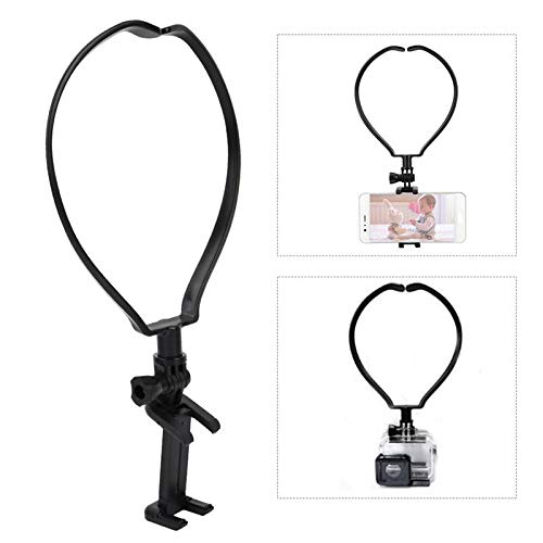 Universal Phone Mount for Vlogging & Hands-Free Recording - Adjustable Chest/Neck Strap & Desk Stand Compatible with iPhone 16/15/14/13/12/11 Pro Max/Xs/X & Samsung Galaxy S24/S23/S22/S21 - Perfect for Travel Vlogging, Live Streaming, Cooking Videos & Workout Recording