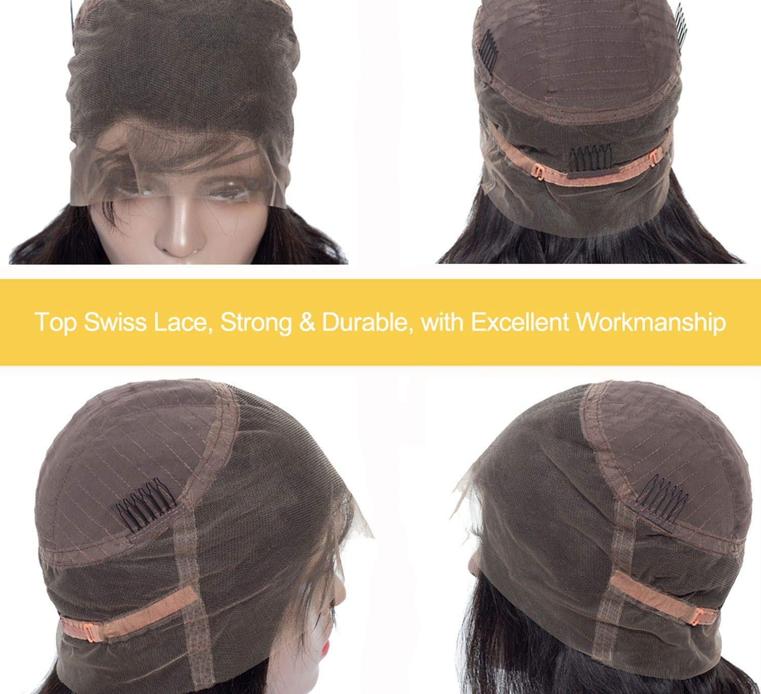 10A Brazilian Human Hair Wigs for Black Women - Glueless Full Lace Wig with Baby Hair, Short Curly Pre-Plucked Small Cap (14