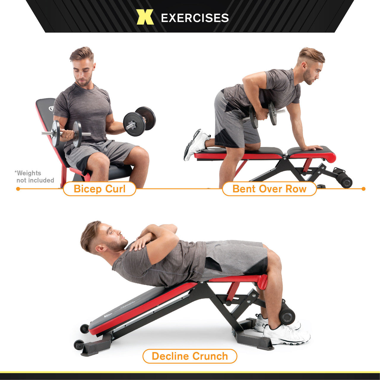 Adjustable Utility Weight Bench with 5-Position Seat for Home Gym Workouts - Circuit Fitness AMZ 563BN - Perfect for Strength Training, Dumbbell Exercises & Full-Body Workouts