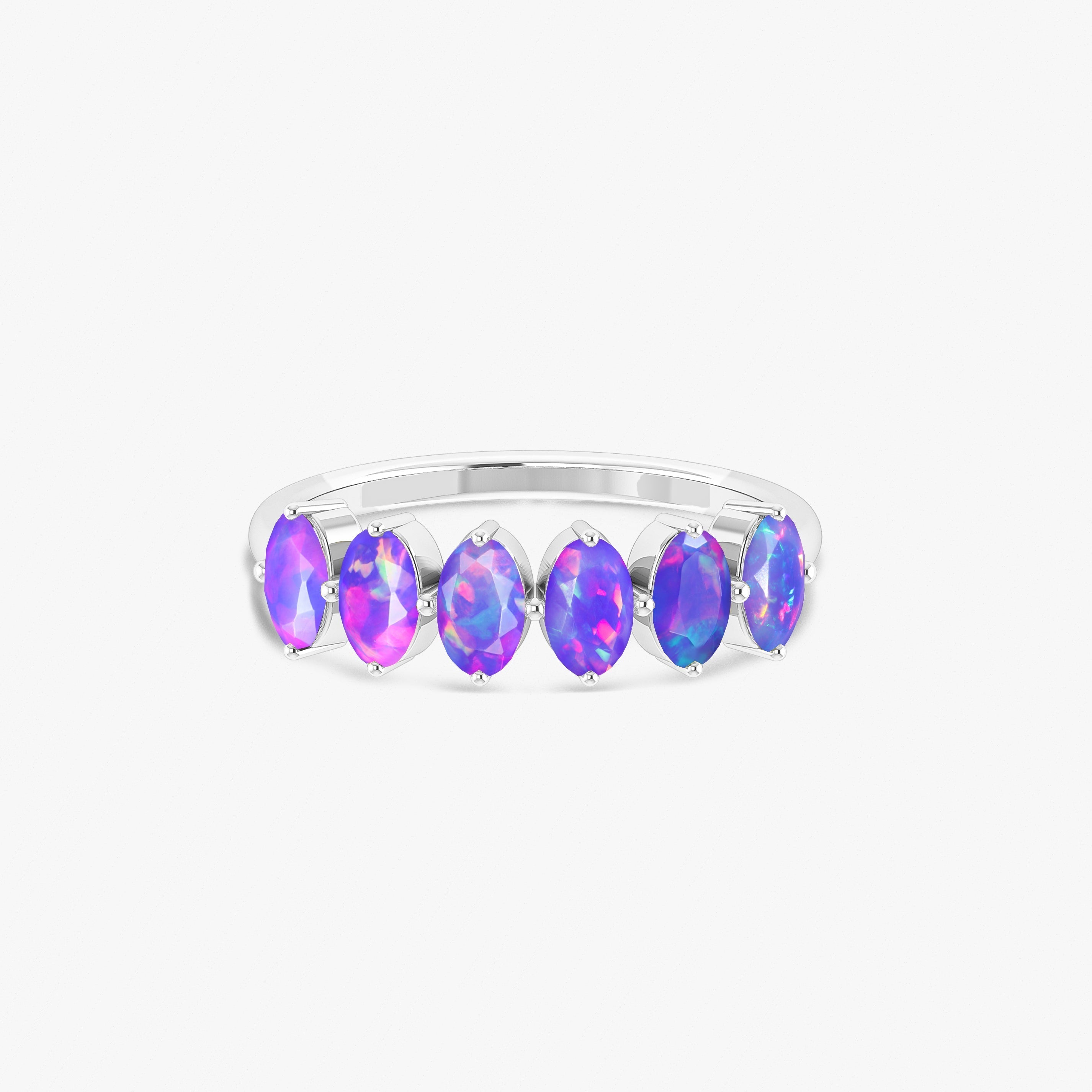 Lavender Fire Oval Opal Gemstone Ring for Women - Elegant Bohemian Jewelry for Engagement, Wedding & Everyday Wear