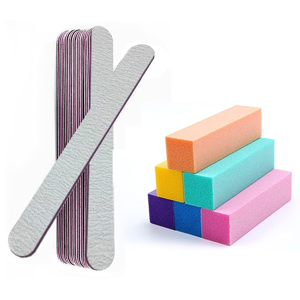 Professional Nail Buffer and Shine Kit - 6/12pcs Double Sided Nail Files & 4-Sided Buffer Blocks for Acrylic & Natural Nails | Manicure Tools for Salon & Home Use | Perfect for DIY Nail Care & Professional Nail Art