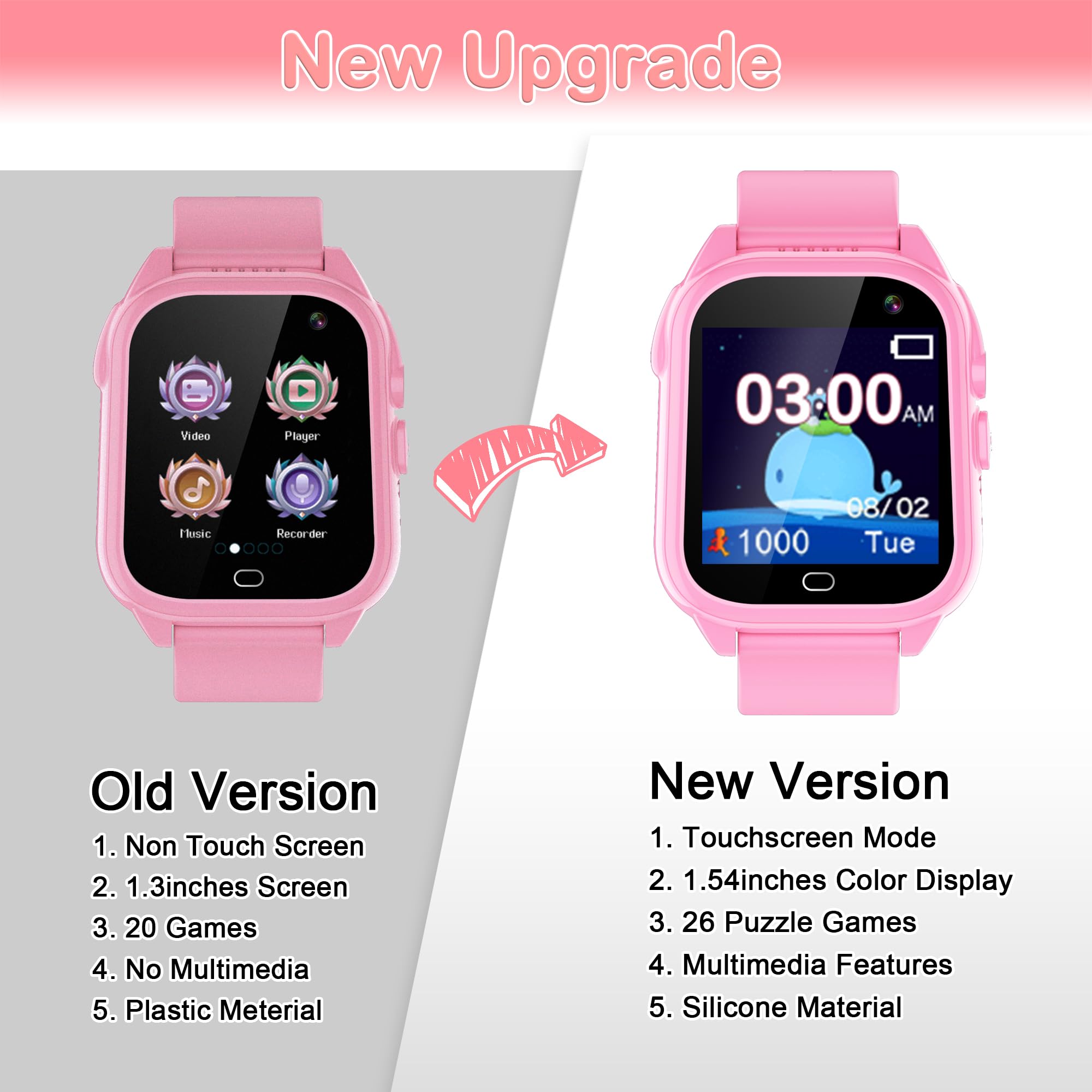 **Smart Watch for Kids Girls - 26 Games, Touch Screen, Waterproof, Camera, Pedometer, MP3, Alarm - Birthday Gift for Girls Ages 3-12 - Perfect for Playtime, School & Outdoor Activities**
