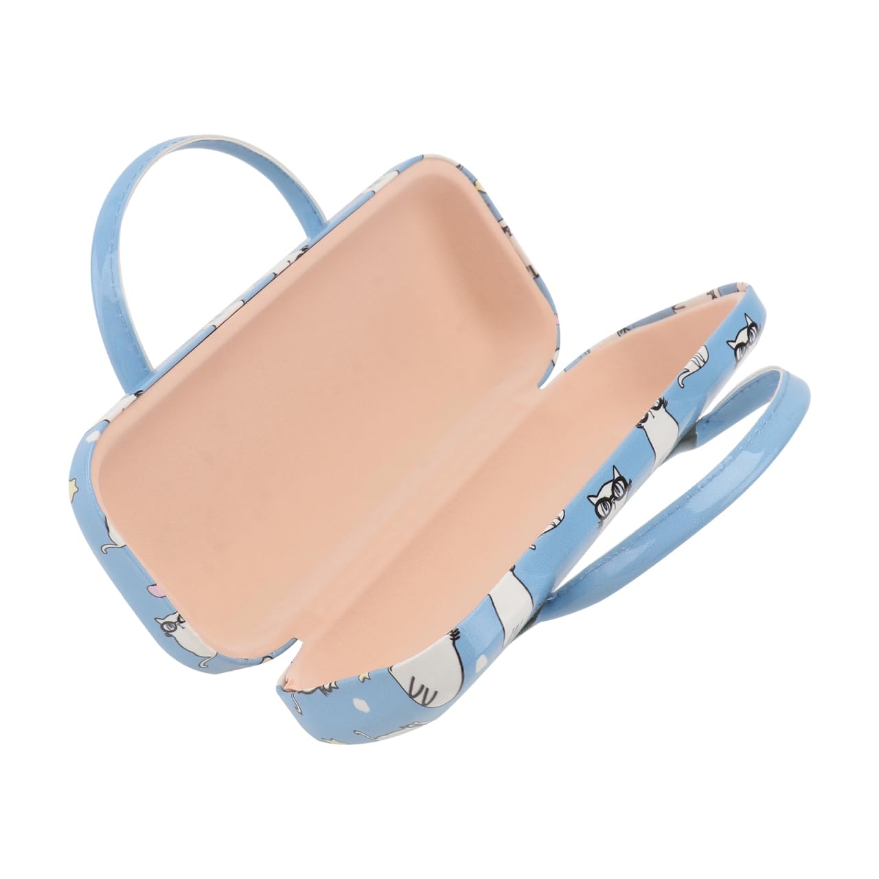Holibanna Cartoon Hard Eyeglass Case for Kids & Women - Portable Leather Glasses Box with Handle, Cute Makeup Storage & Eyewear Pouch (Light Blue) - Perfect for School, Travel, and Daily Use