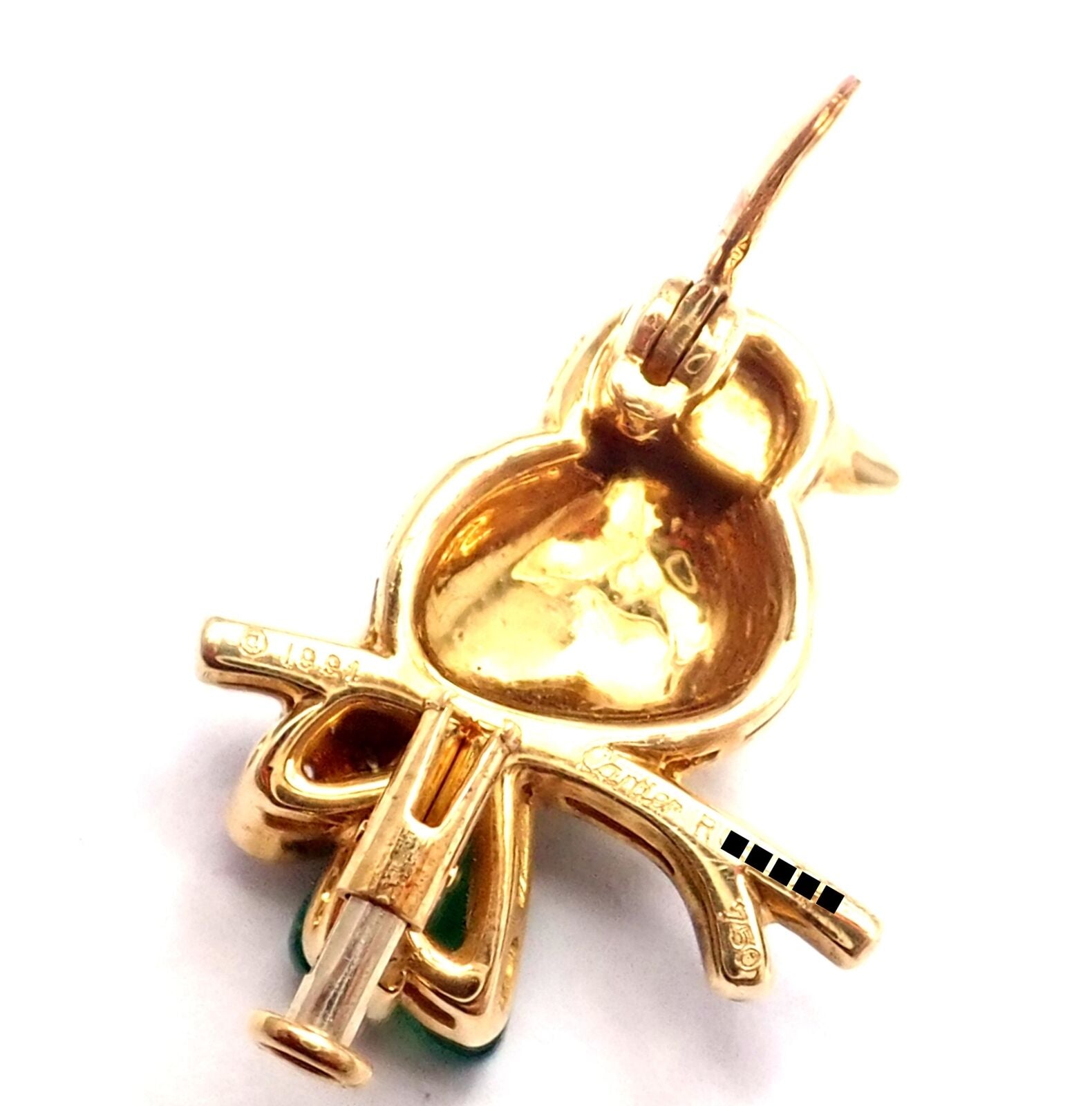 Authentic Cartier 18K Yellow Gold Diamond Onyx Ruby Chalcedony Bird Pin Brooch - Luxury Vintage Jewelry for Women, Perfect for Special Occasions & Gift Giving