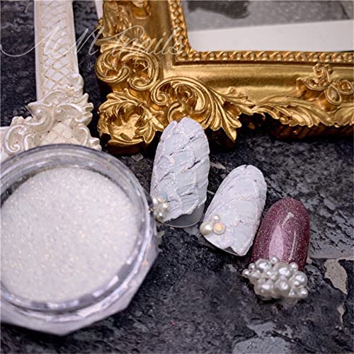2PCS Chrome Nail Powder - White Holographic Shimmer Glitter for Nail Art | Shining Sugar Diamond & Rainbow Laser Powder | Perfect for Manicure, Nail Decoration & DIY Nail Designs at Home or Salon