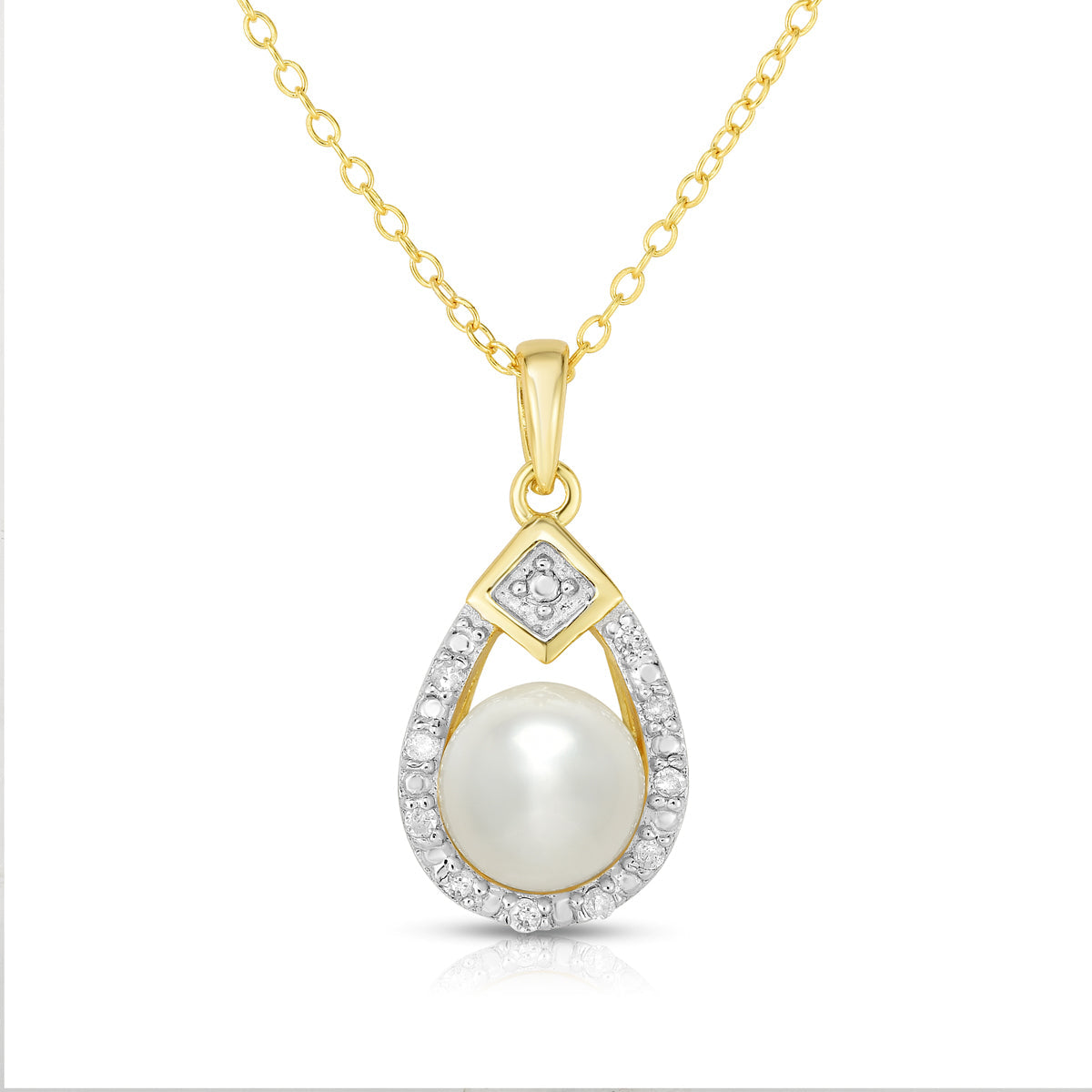Elegant Freshwater Pearl & Diamond Necklace for Women - Perfect for Weddings, Anniversaries & Special Occasions