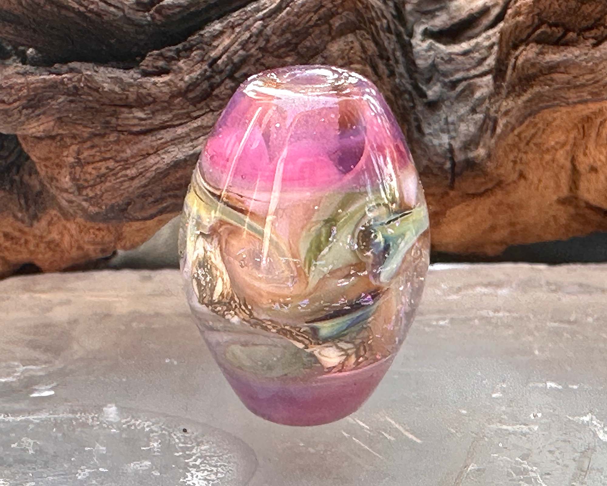Lavender Pink Dichroic Glass Lampwork Focal Bead for Jewelry Making - DIY Necklace, Bracelet & Earrings Designs