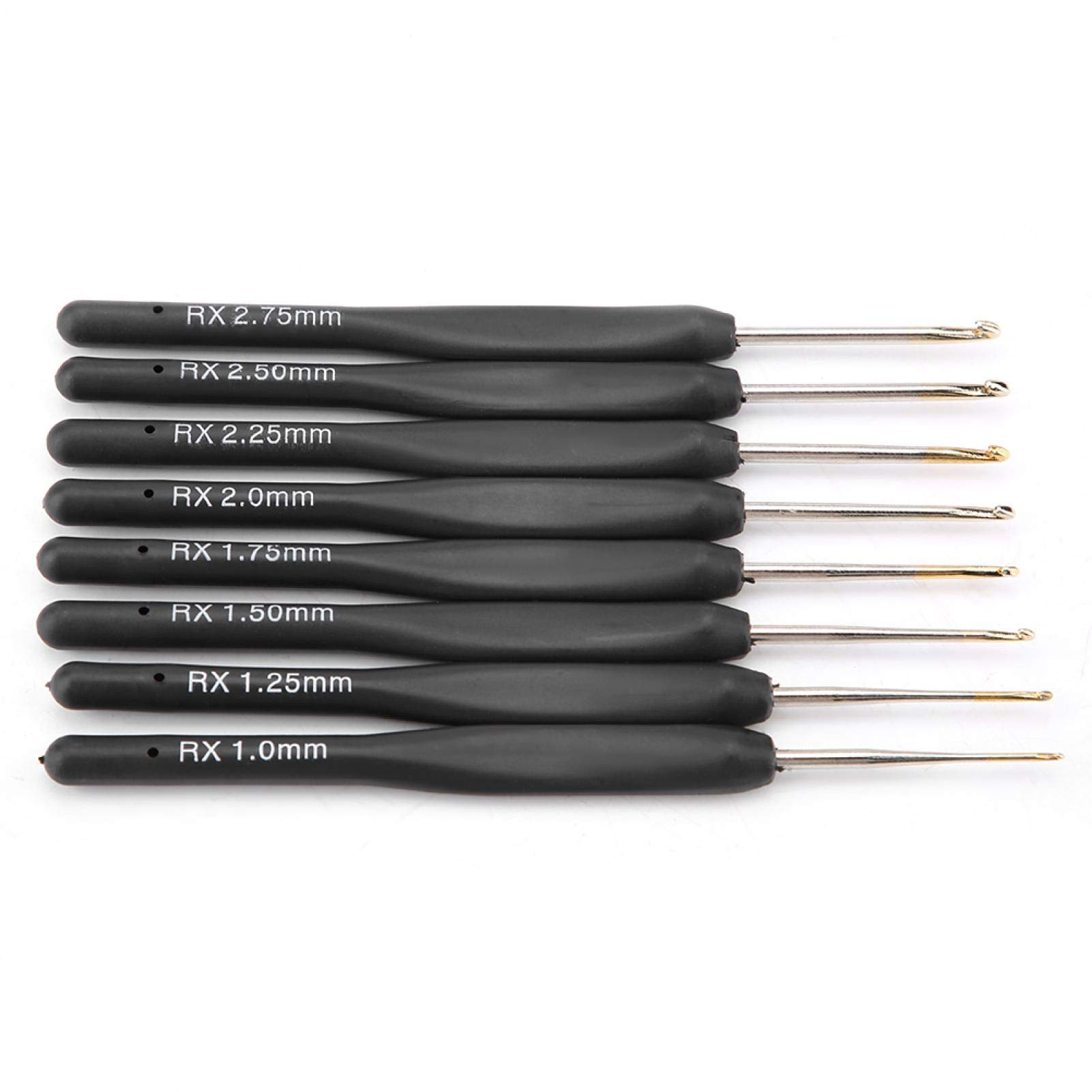 8PCS Ergonomic Crochet Hooks Set (1mm-2.75mm) with Soft Grip for Knitting, Yarn Crafts - Perfect for Beginners, Amigurumi, Scarves & DIY Projects