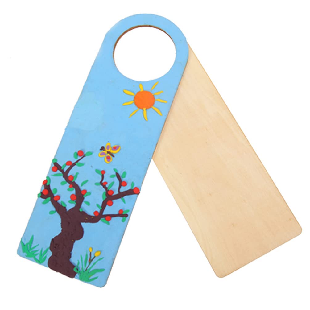 4 Pcs Unfinished Wood Door Knob Hangers - DIY Blank Wooden Door Signs for Crafts, Home Decor & Personalized Gifts - Perfect for Christmas, Birthdays, and Room Decorations