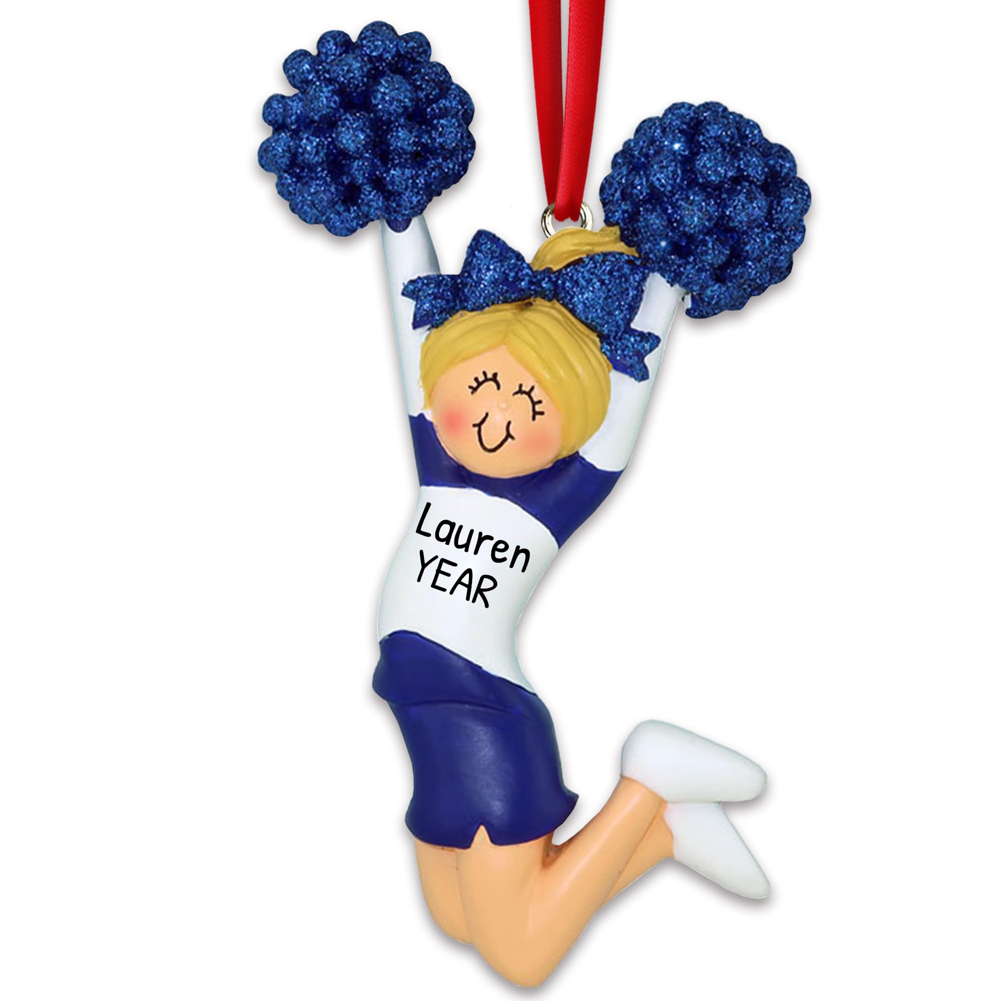 2024 Personalized Cheerleading Christmas Ornament - Custom Blue Blonde Cheerleader Tree Decoration for Girls | Perfect Gift for Dancers & Cheer Squads (Holiday Decor, Team Spirit, Sports Enthusiasts)