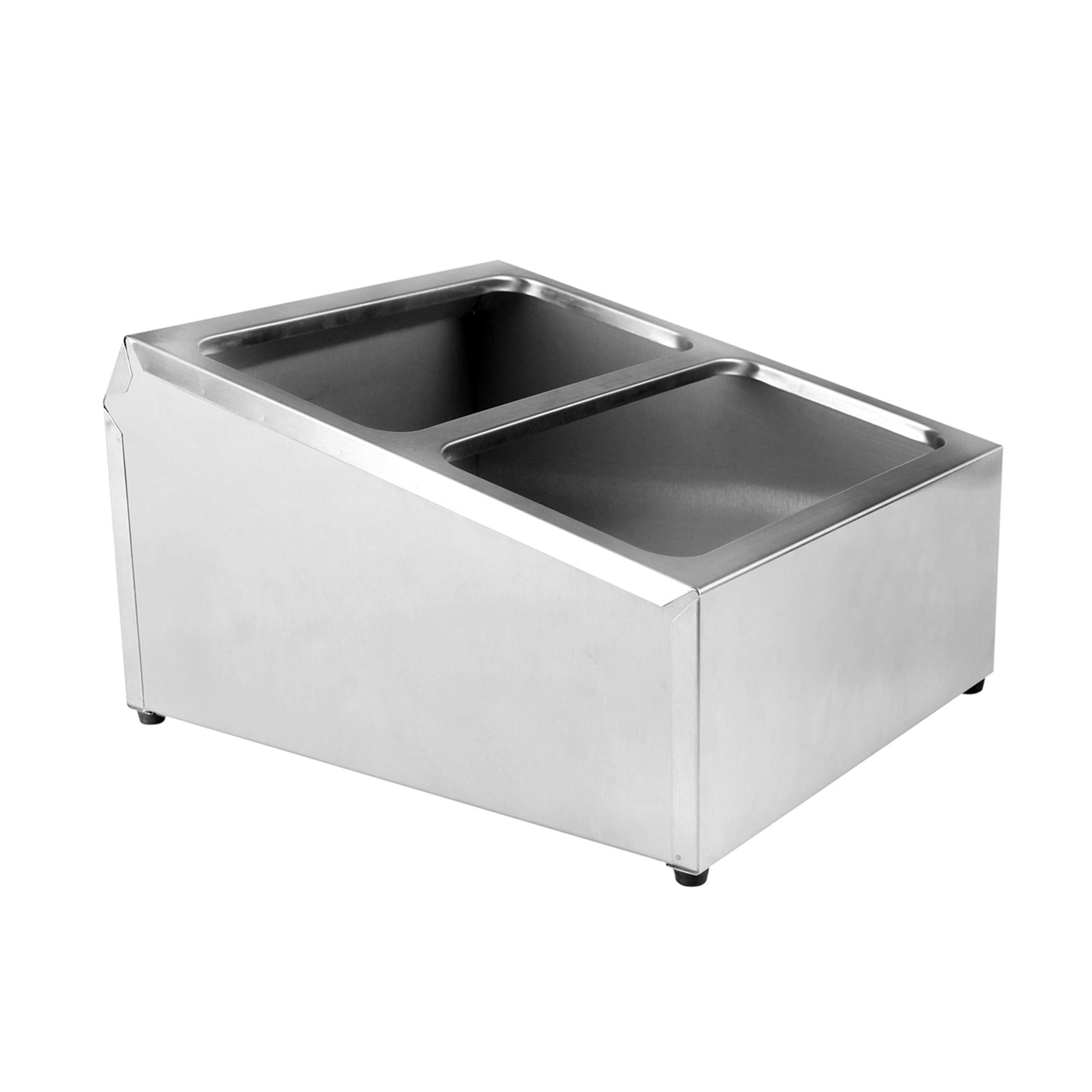 Thunder Group SLFC002 3-Compartment Stainless Steel Condiment Packet Holder - Fits 1/6 & 1/3 Size Steam Pans (Pans Not Included) - Perfect for Restaurants, Cafeterias & Food Service Stations