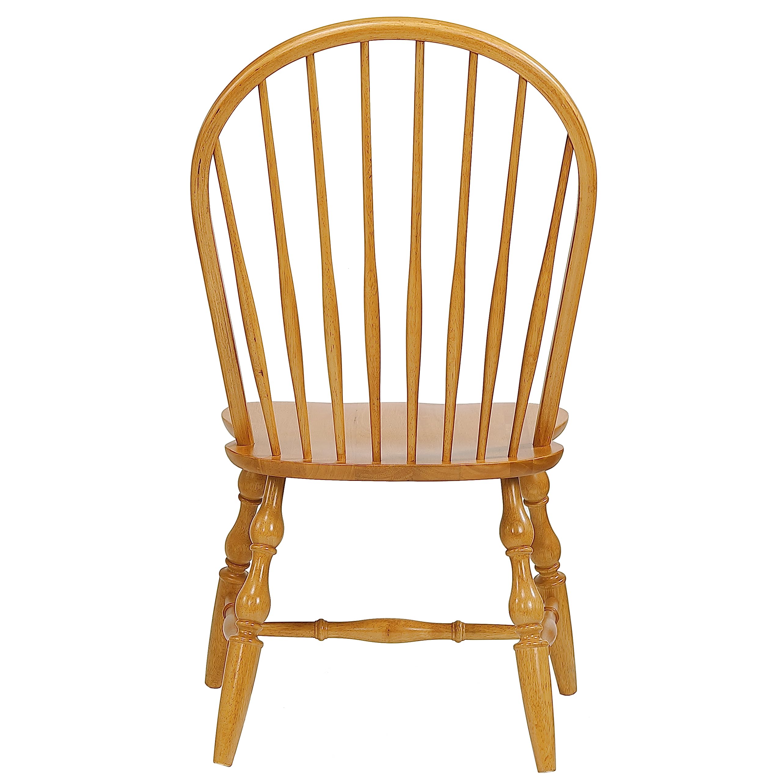Sunset Trading Windsor Fully Assembled Kitchen Dining Chairs - Set of 2, Distressed Light Oak Finish - Perfect for Farmhouse Dining Rooms & Breakfast Nooks