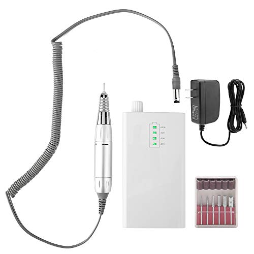 Professional 30000 RPM Cordless Electric Nail Drill Pen - Rechargeable Portable Manicure & Pedicure Machine with US Plug (White) | Perfect for Home Salon, Nail Art Professionals & DIY Nail Care