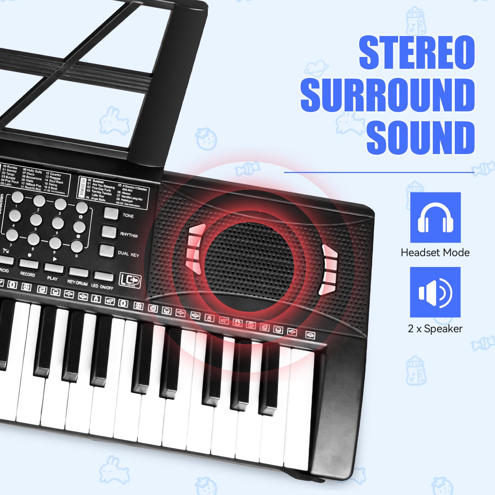 61-Key Kids Electric Piano Keyboard with Lighted Keys, 100 Voices & Rhythms, Includes Microphone - Perfect for Beginners, Home Learning & Birthday Gifts (Black) - Ideal for Music Lessons, Family Entertainment & Early Childhood Education