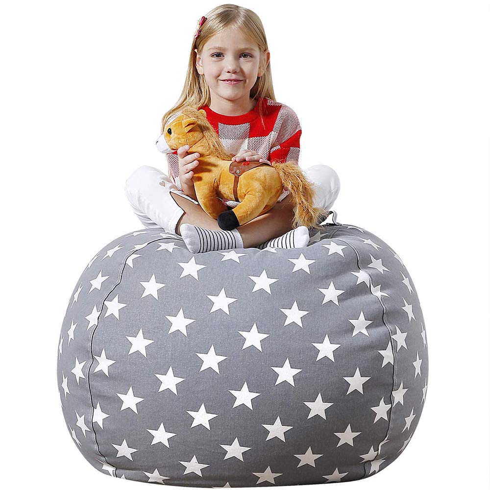 Aubliss Stuffed Animal Storage Bean Bag Chair - Convertible Plush Toy Organizer & Kids Beanbag Seat, Medium 32