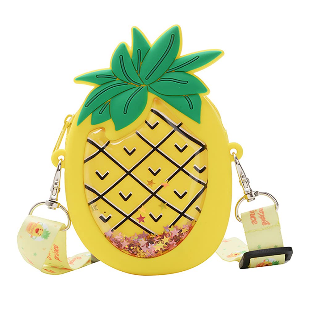 3D Cartoon Avocado Silicone Coin Wallet - Cute Purse & Keychain for Kids, Headphone & Makeup Accessories Storage - Fun Gift with Lanyard (Pineapple Design) - Perfect for School, Travel & Daily Use