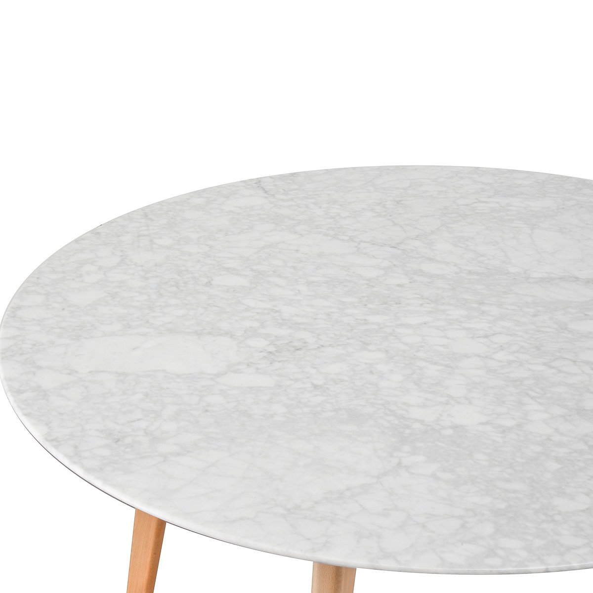 120cm Marble Dining Table with Natural Wood Base - Elegant Modern Kitchen & Dining Room Furniture for Home Decor