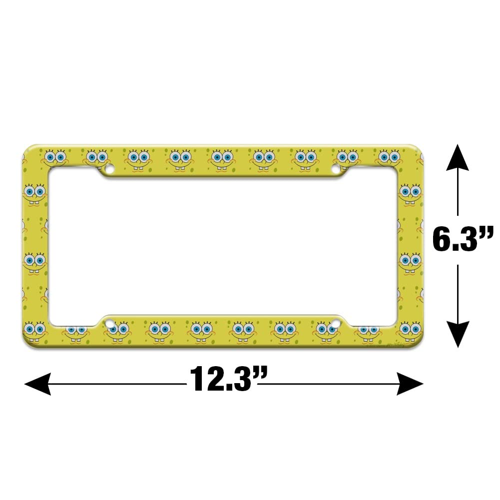 Spongebob Smiling Face License Plate Frame - Durable Car Tag Holder with Fun Cartoon Design - Perfect for Cars, Trucks & Vehicles - Great Gift for Spongebob Fans