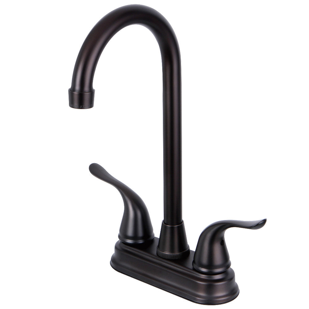 Kingston Brass KB2491YL 4-Inch Centerset Bar Faucet - Two Handle Bathroom Sink Faucet for Small Spaces, Perfect for Powder Rooms, Guest Baths & Tight Vanities