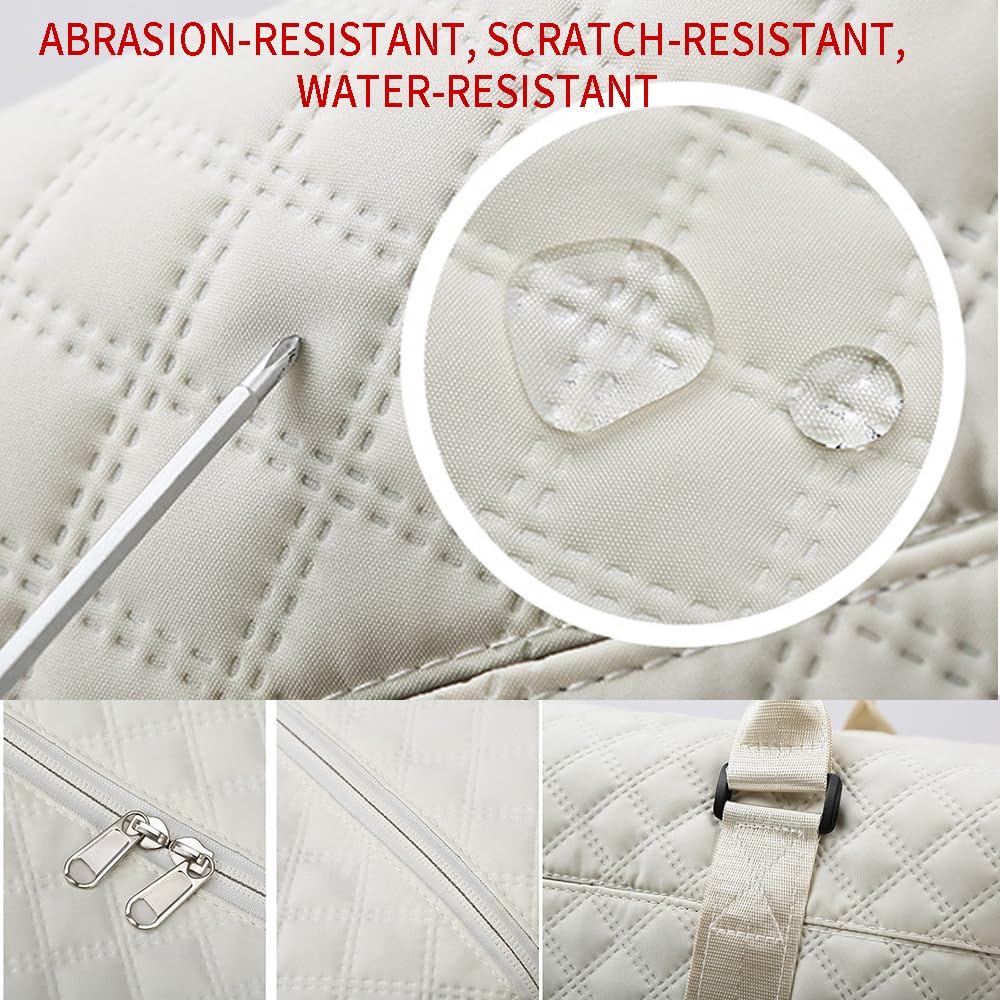 Stylish White Overnight Duffel Bag for Women - Cute Gym Tote Carry On Travel Weekend Bag | Perfect for Gym, Travel, Workouts & Short Trips