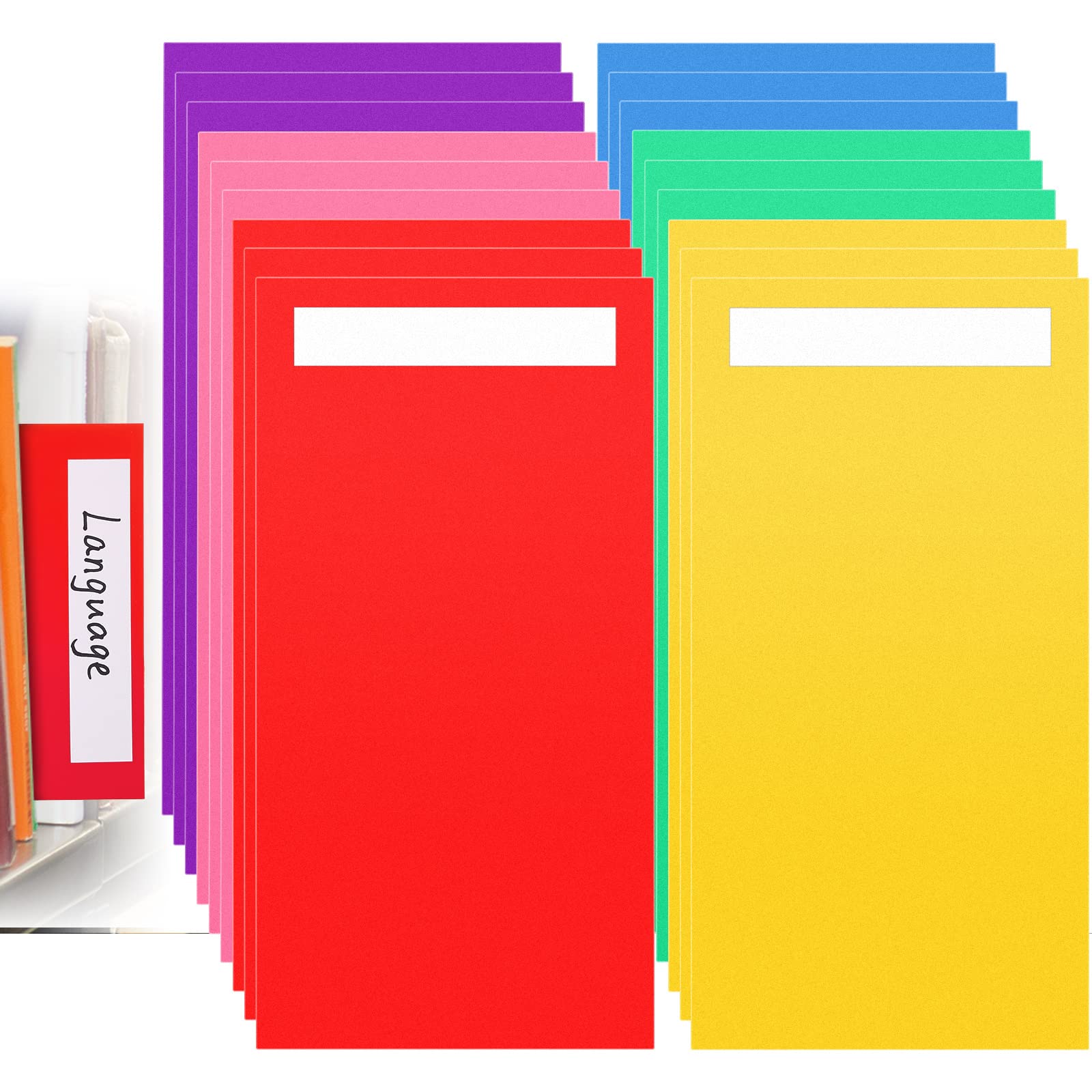 18 Pack Colorful Plastic Book Shelf Dividers - 6 x 12 Inch Library Shelf Organizers with 36 Stickers, Classroom Supplies for School, Office & Home Organization (Assorted Colors) - Perfect for Classroom Libraries, Bookstores & Home Bookshelves
