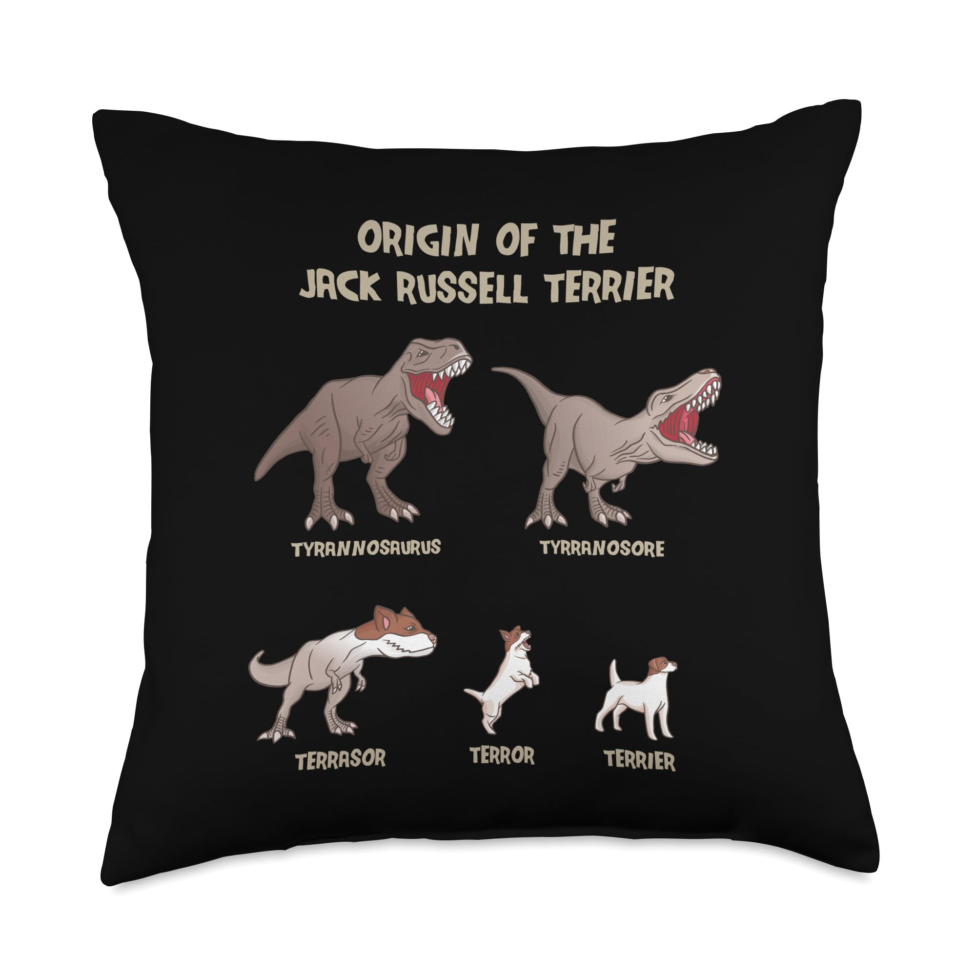 Jack Russell Terrier Evolution History Meme Throw Pillow - Funny Dog Lover Home Decor for Couch, Bed & Office - Perfect Gift for Pet Owners
